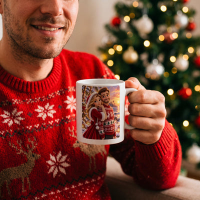 Mug de Noël d'après votre photo, en dessin animé 3D