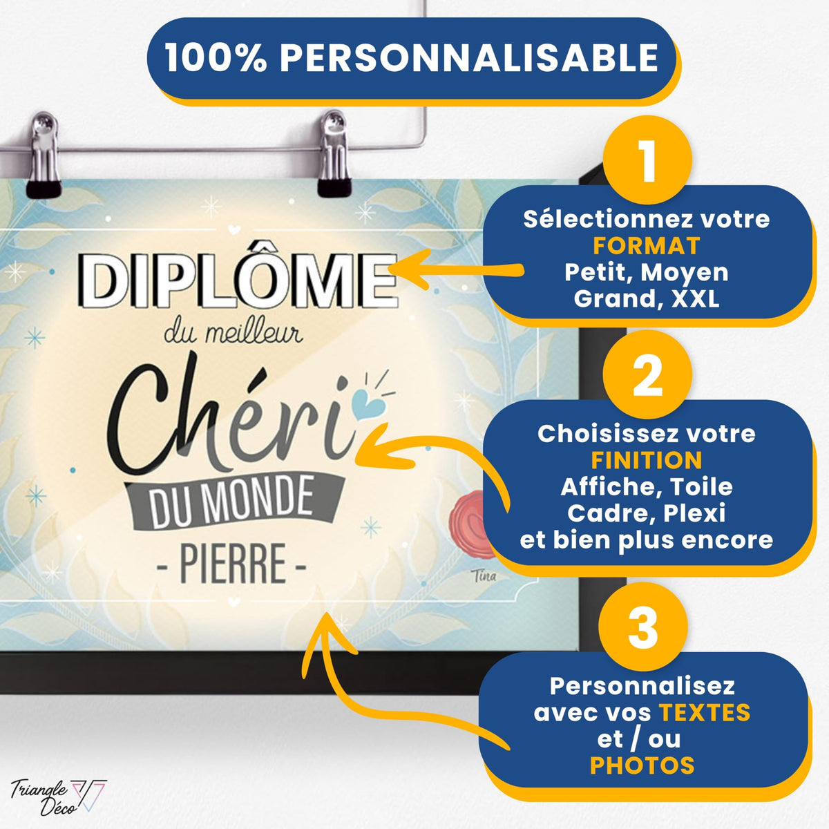 Diplôme humoristique personnalisé au prénom — Chéri
