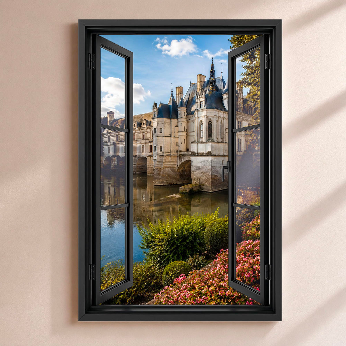 Trompe-l'œil fenêtre personnalisé, votre destination — Châteaux de la Loire