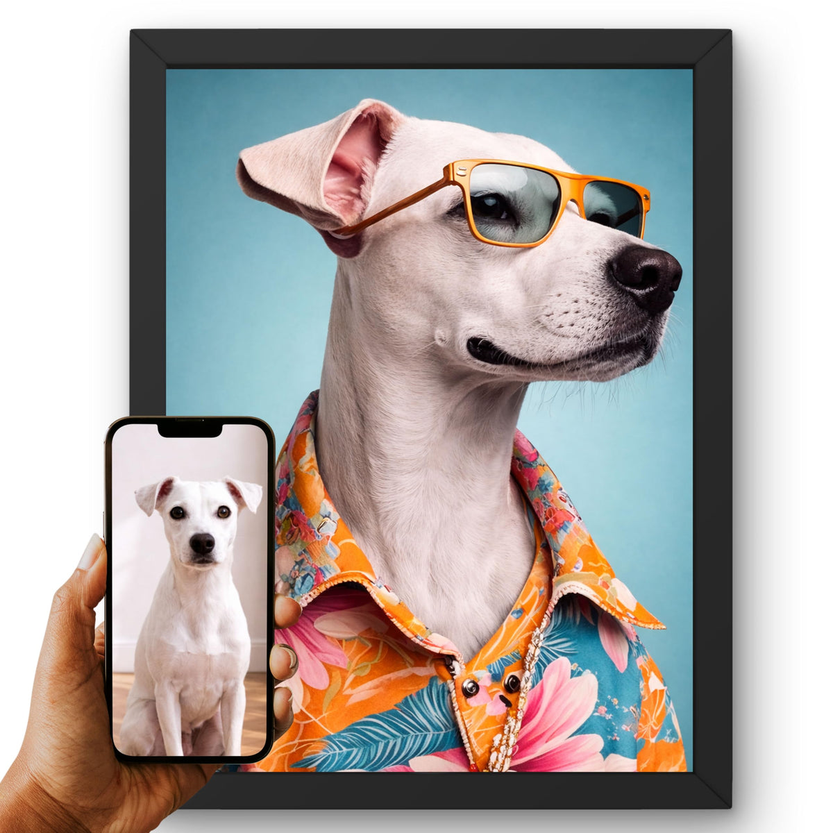 Déco murale portrait chien ou chat costumé d'après photo — Surfeur