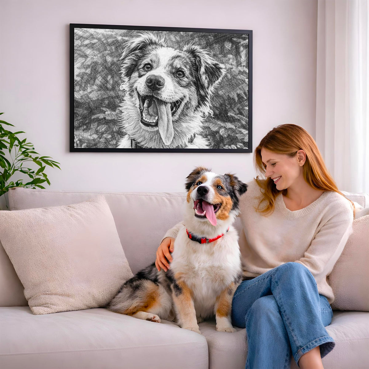 Portrait chien paysage, styles d'artiste — Crayon Gris