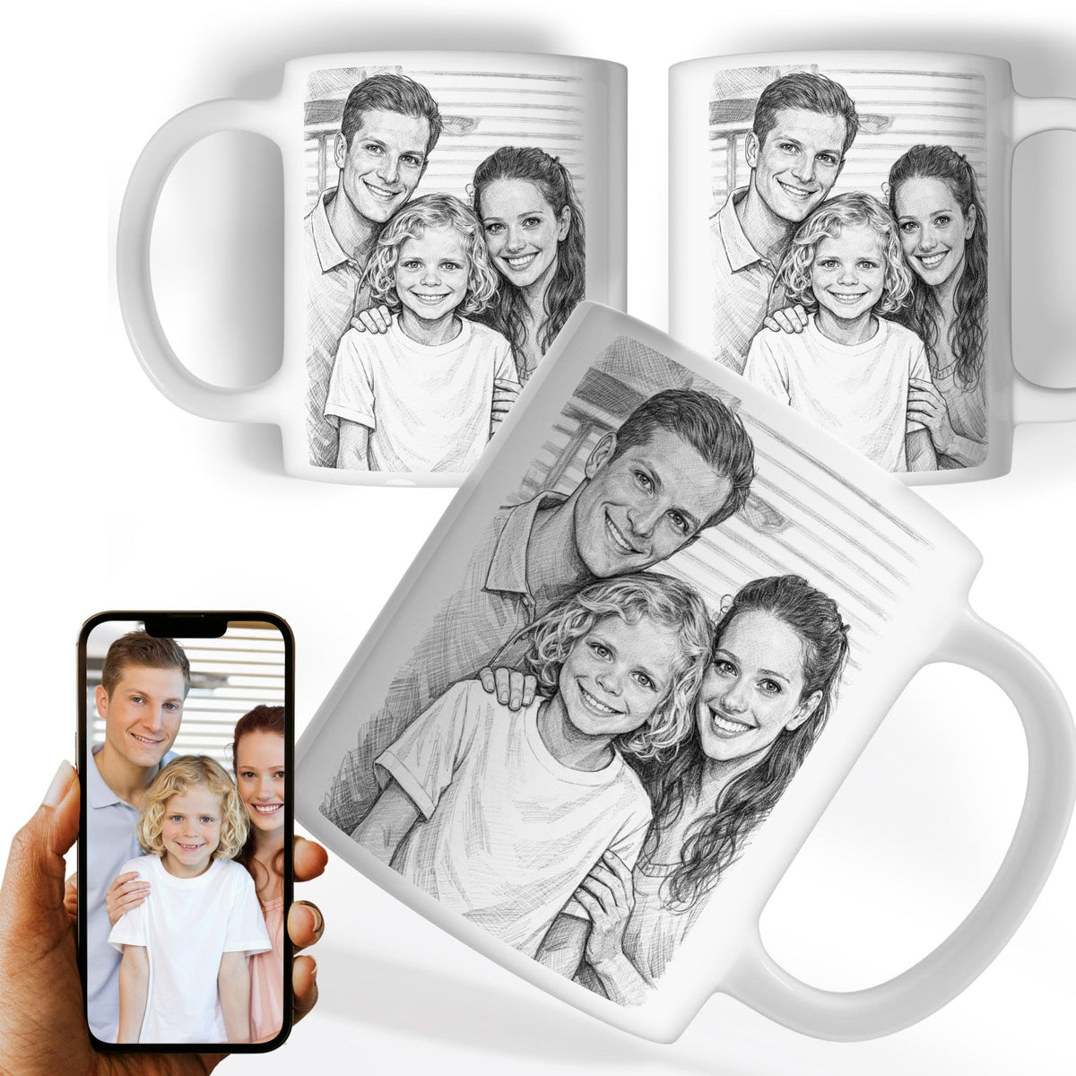 Mug d'après votre photo, au crayon gris