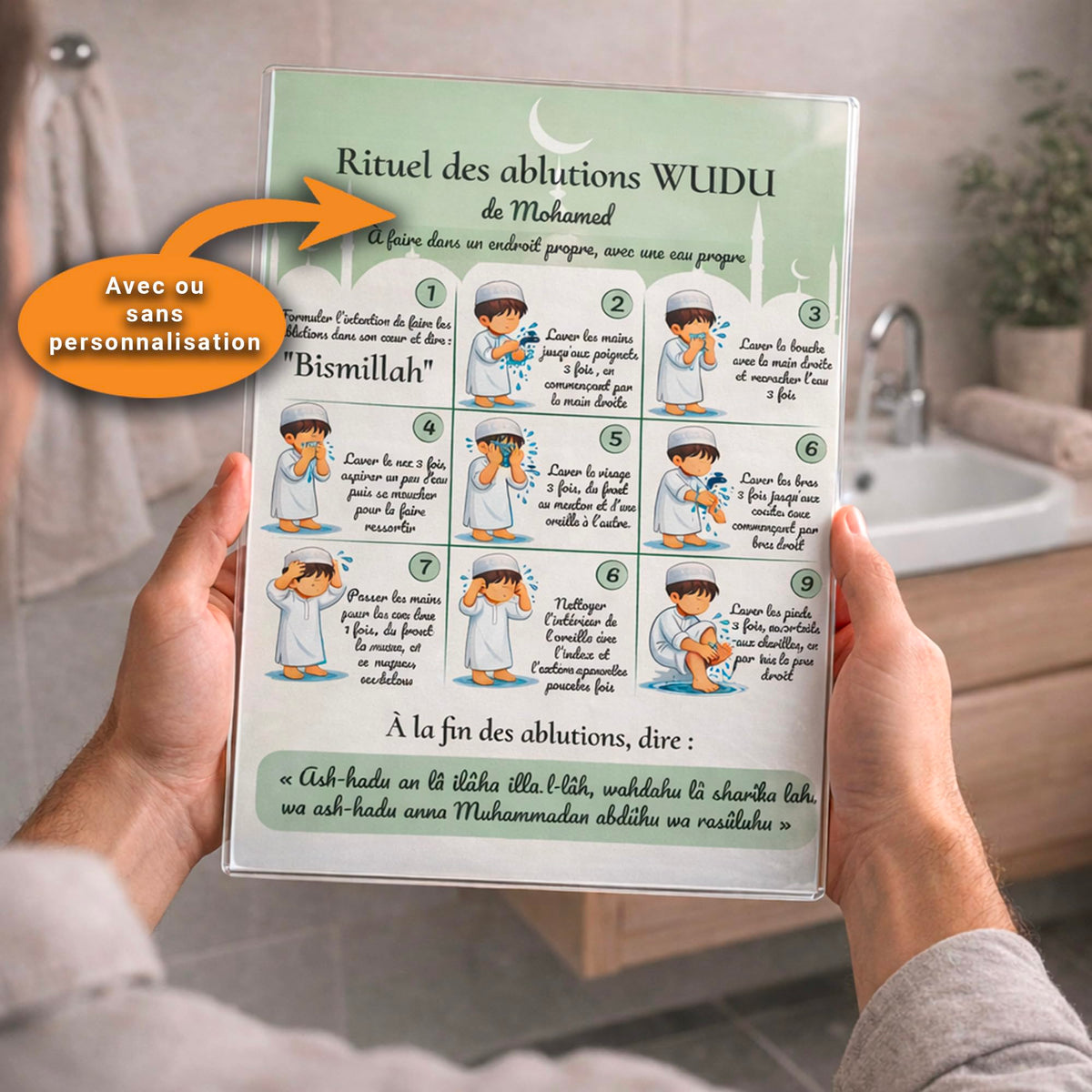 Affiche des ablutions illustrée, 4 versions — Homme