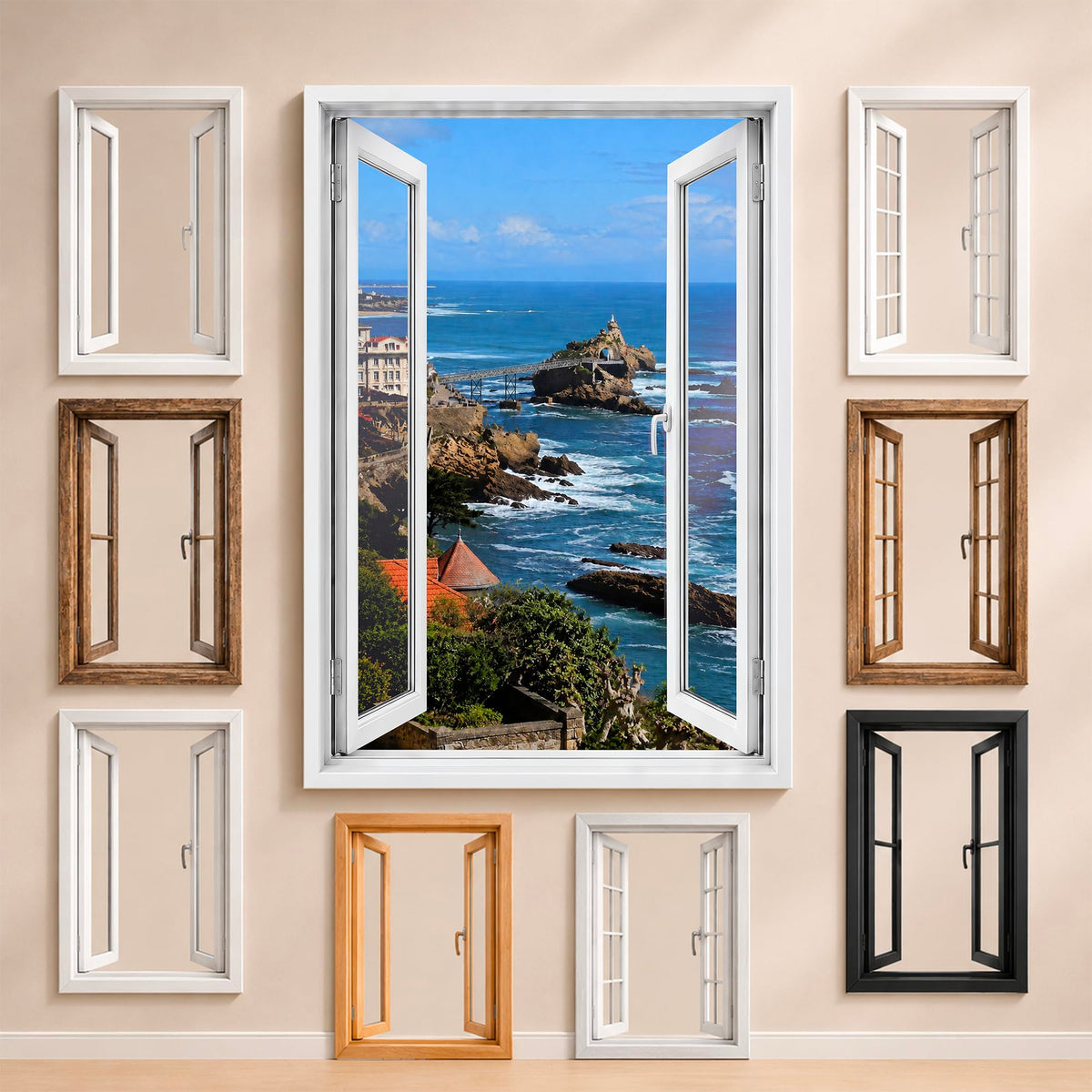 Trompe-l'œil fenêtre personnalisé, votre destination — Biarritz