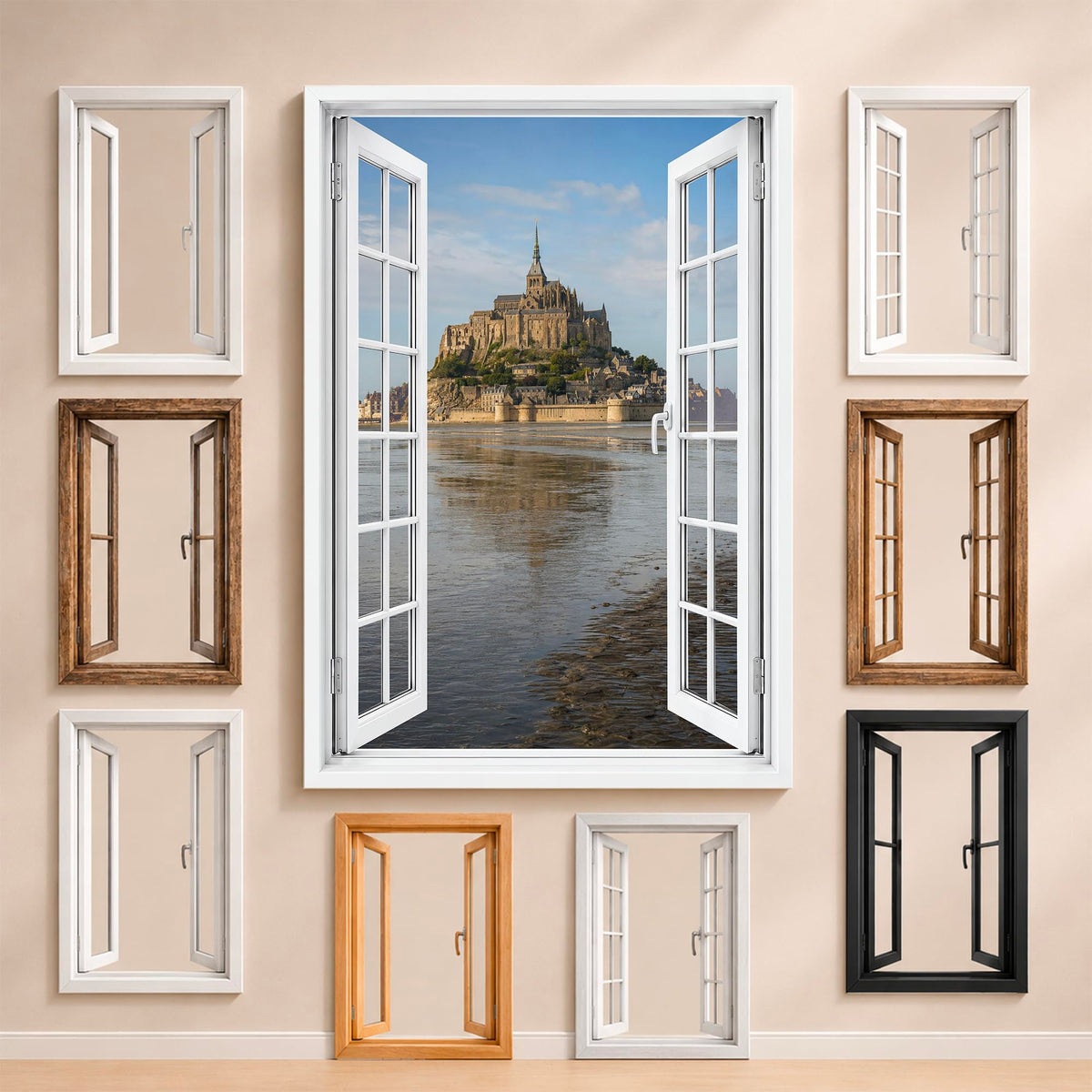 Trompe-l'œil fenêtre personnalisé, votre destination — Mont Saint-Michel