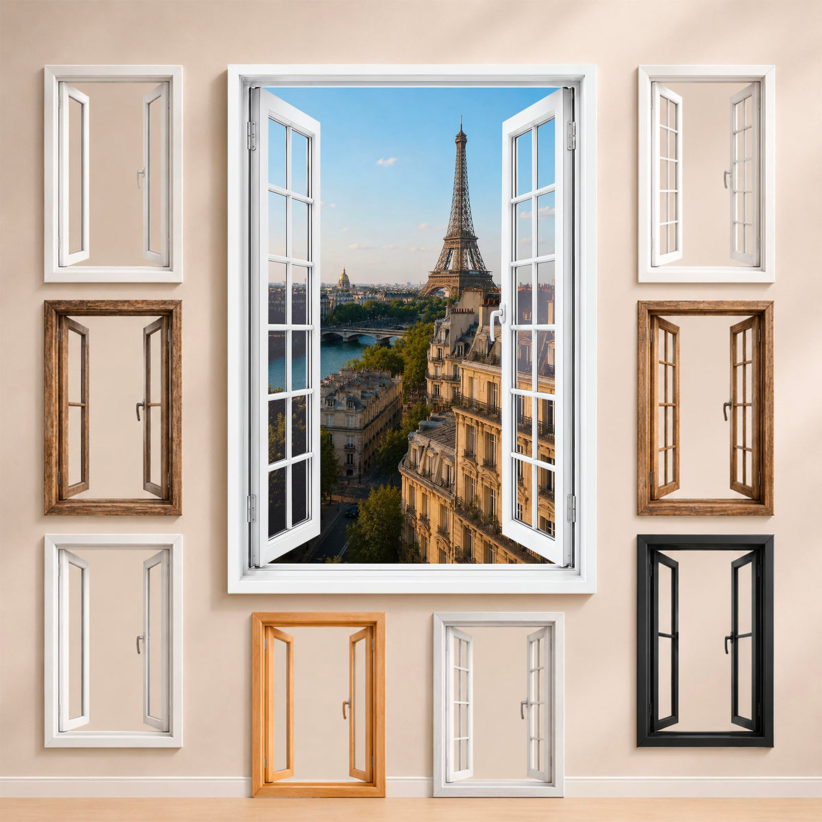 Trompe-l'œil fenêtre personnalisé, votre destination — Paris Tour Eiffel