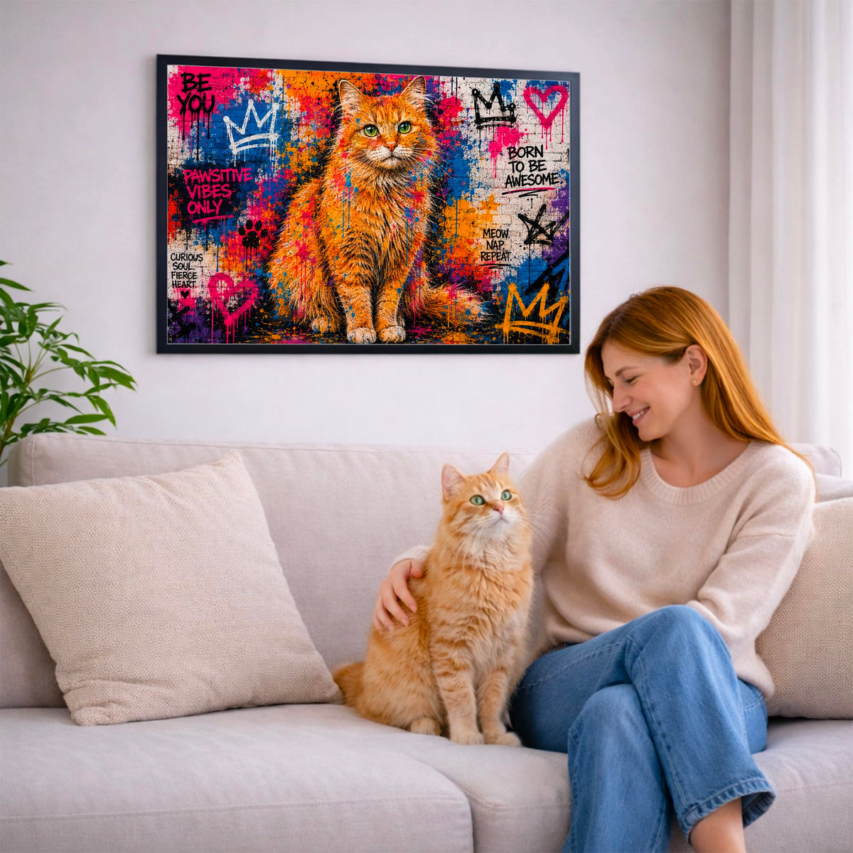 Portrait chat paysage, styles d'artiste — Street Art