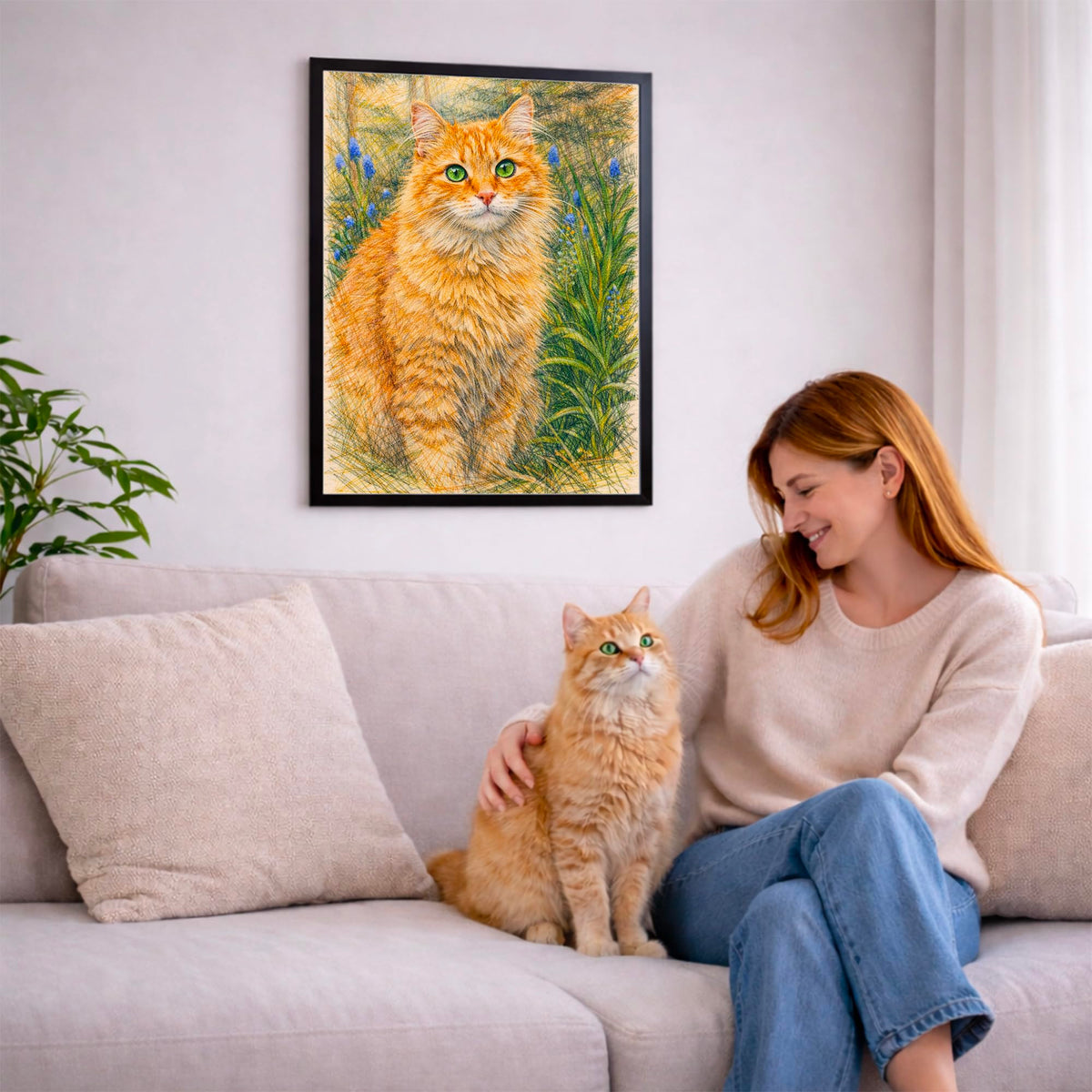 Portrait chat d'après photo, styles d'artiste — Crayon de Couleur