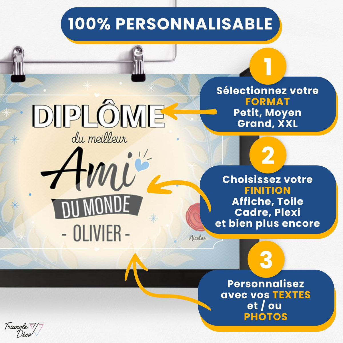 Diplôme humoristique personnalisé au prénom — Ami