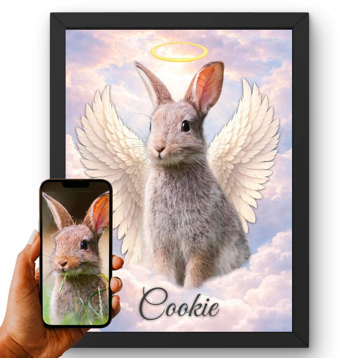 Portrait hommage animal d'après photo — Lapin en Couleur