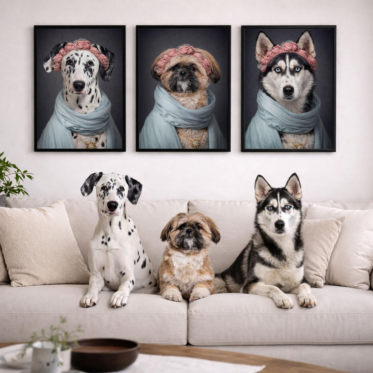 Déco murale portrait chien ou chat costumé d'après photo — Duchesse