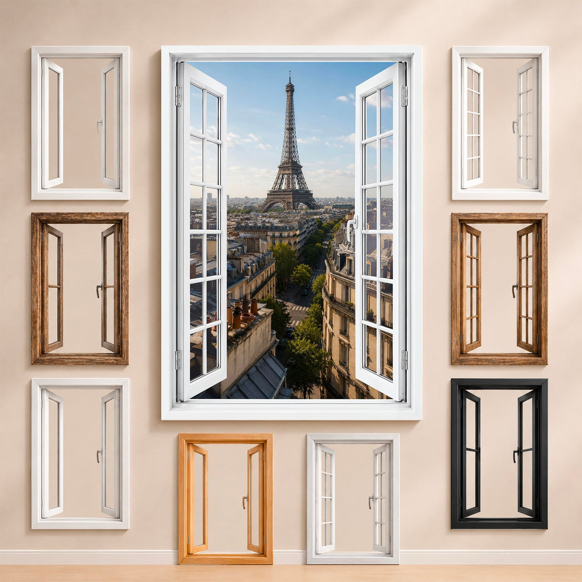 Trompe-l'œil fenêtre personnalisé, votre destination — Paris Haussmann