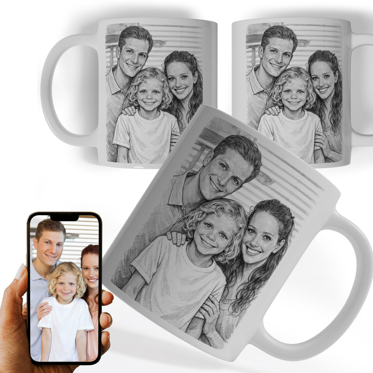Mug d'après votre photo, au crayon gris