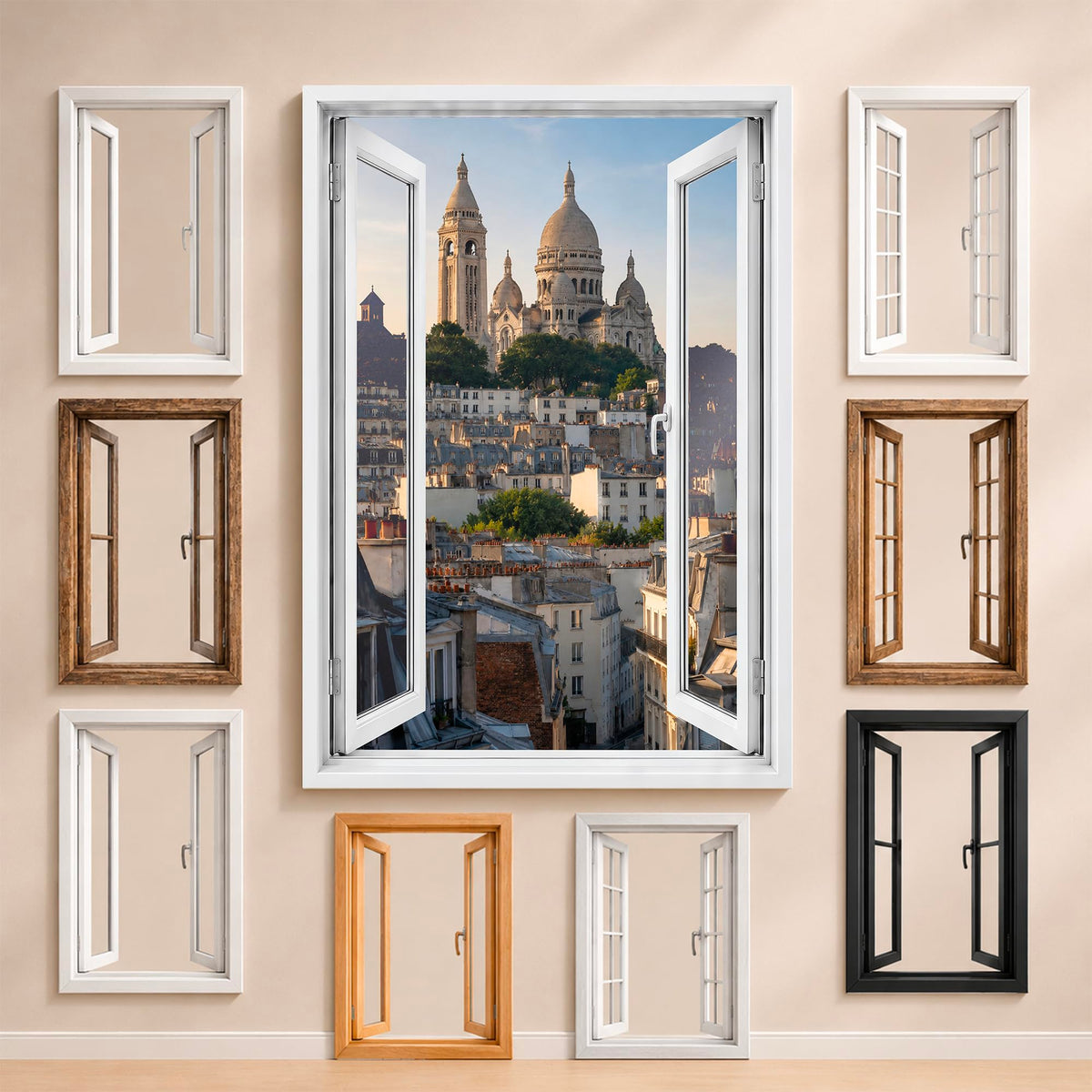 Trompe-l'œil fenêtre personnalisé, votre destination — Paris Montmartre