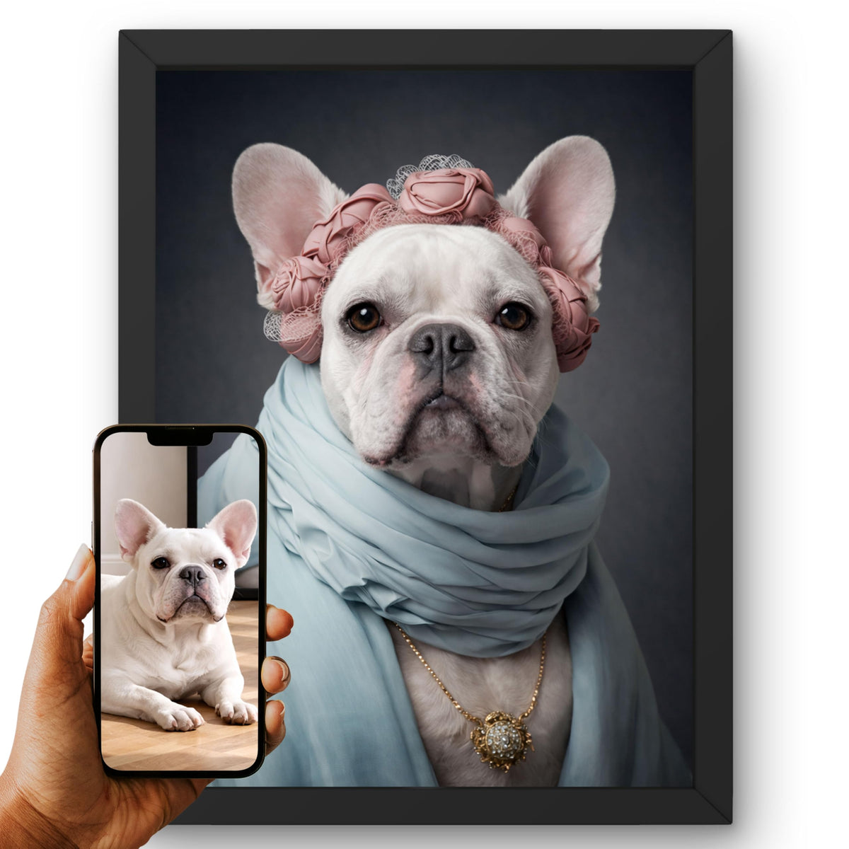 Déco murale portrait chien ou chat costumé d'après photo — Duchesse