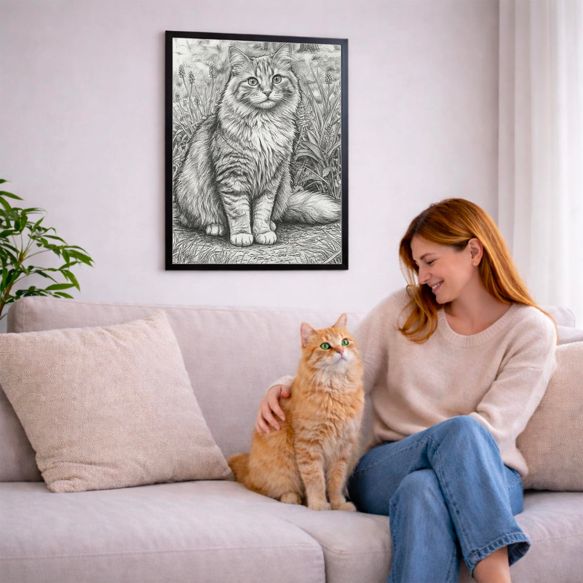Portrait chat d'après photo, styles d'artiste — Crayon Gris