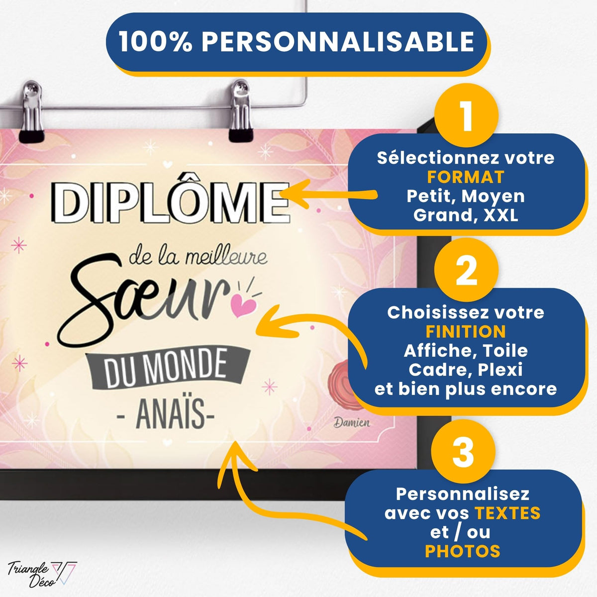 Diplôme humoristique personnalisé au prénom — Soeur