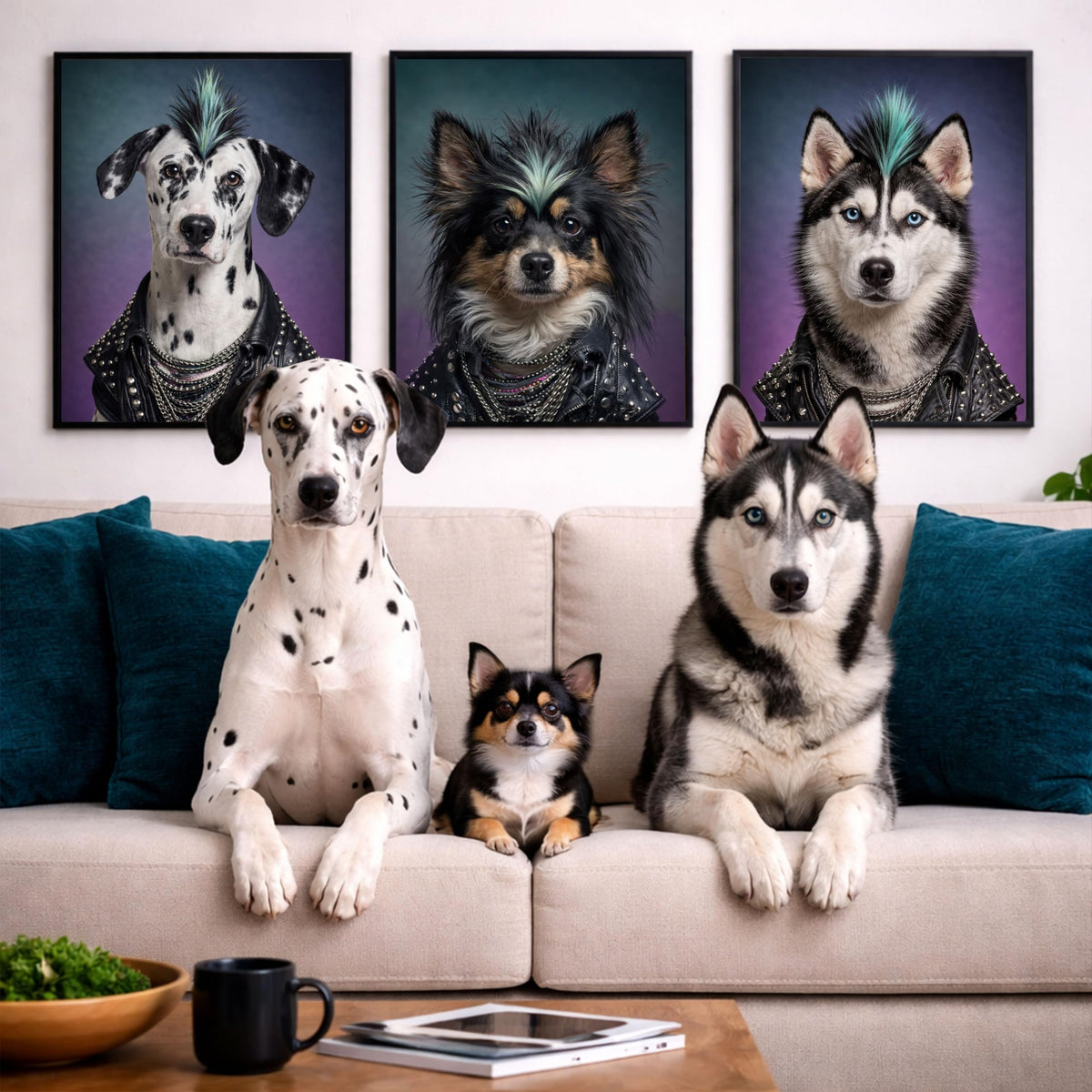 Déco murale portrait chien ou chat costumé d'après photo — Rockeur