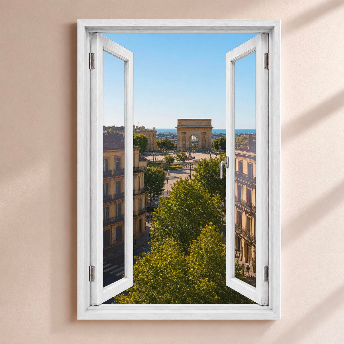 Trompe-l'œil fenêtre personnalisé, votre destination — Montpellier