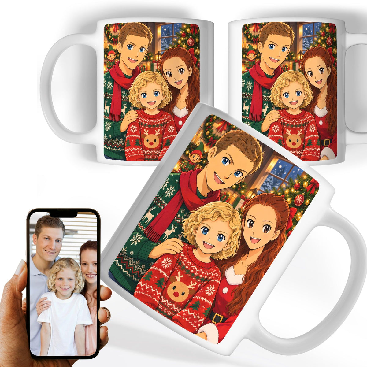 Mug manga de Noël d'après votre photo