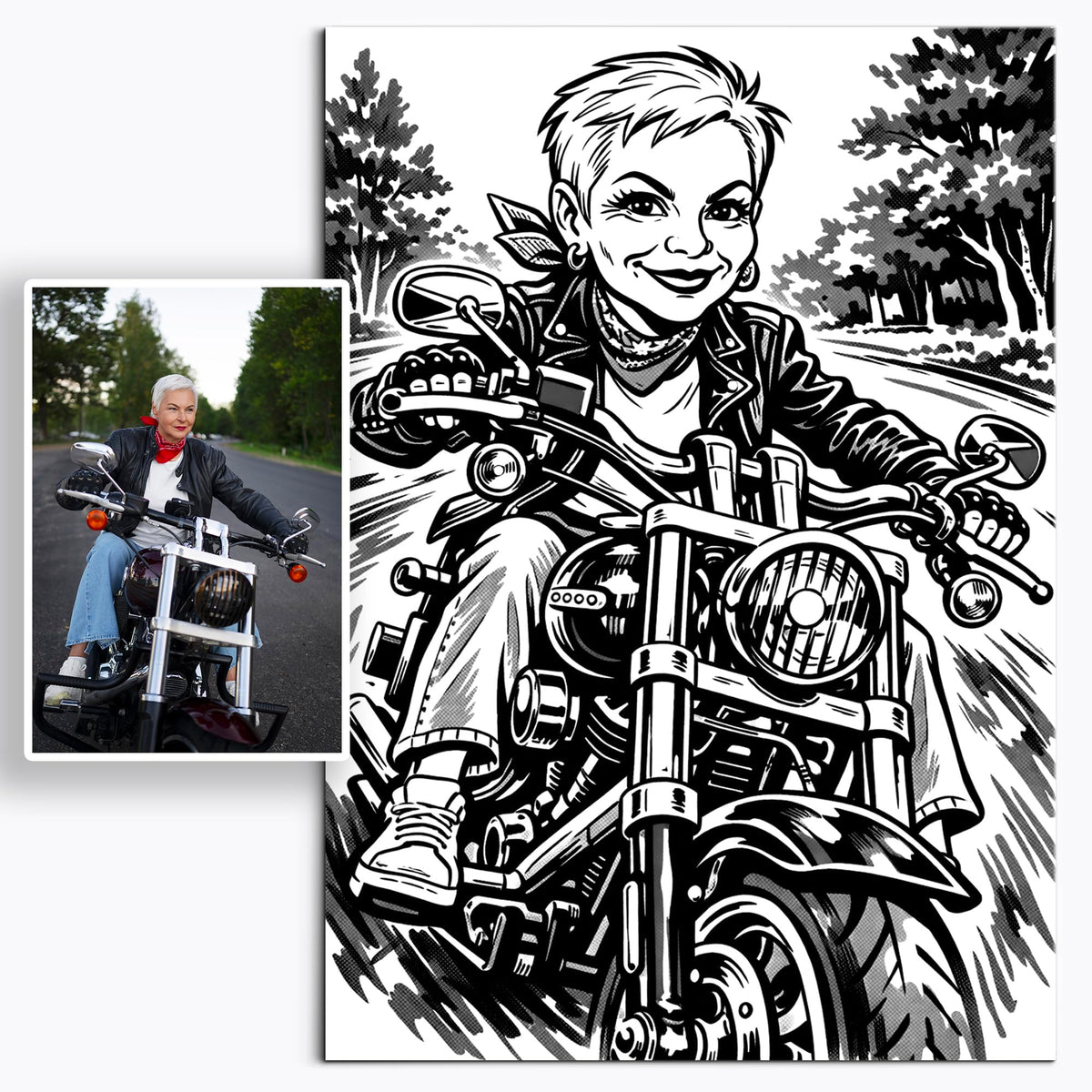 Caricature personnalisée d'après photo — Caricature en noir et blanc