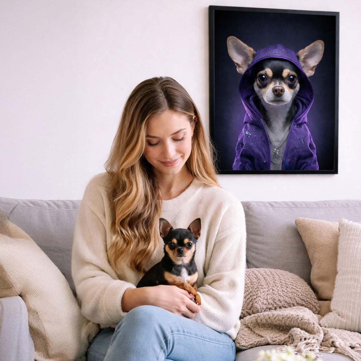 Déco murale portrait chien ou chat costumé d'après photo — Rappeur