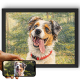Style Photo de votre chien transformée en dessin aux crayons de couleur, paysage