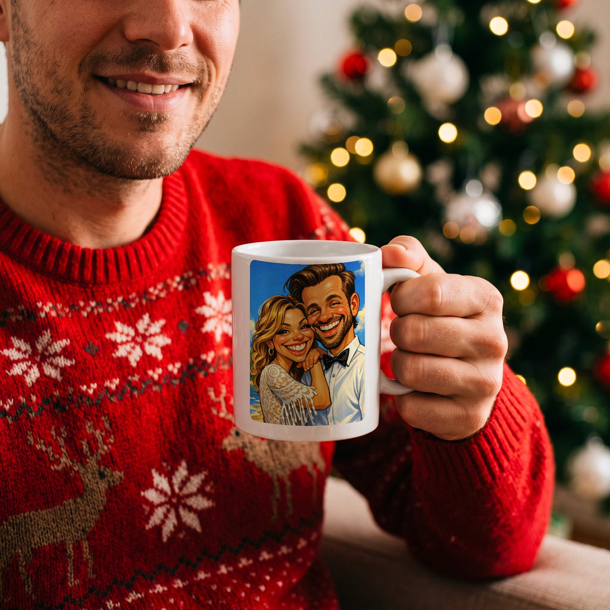 Mug caricature d'après votre photo, en couleur