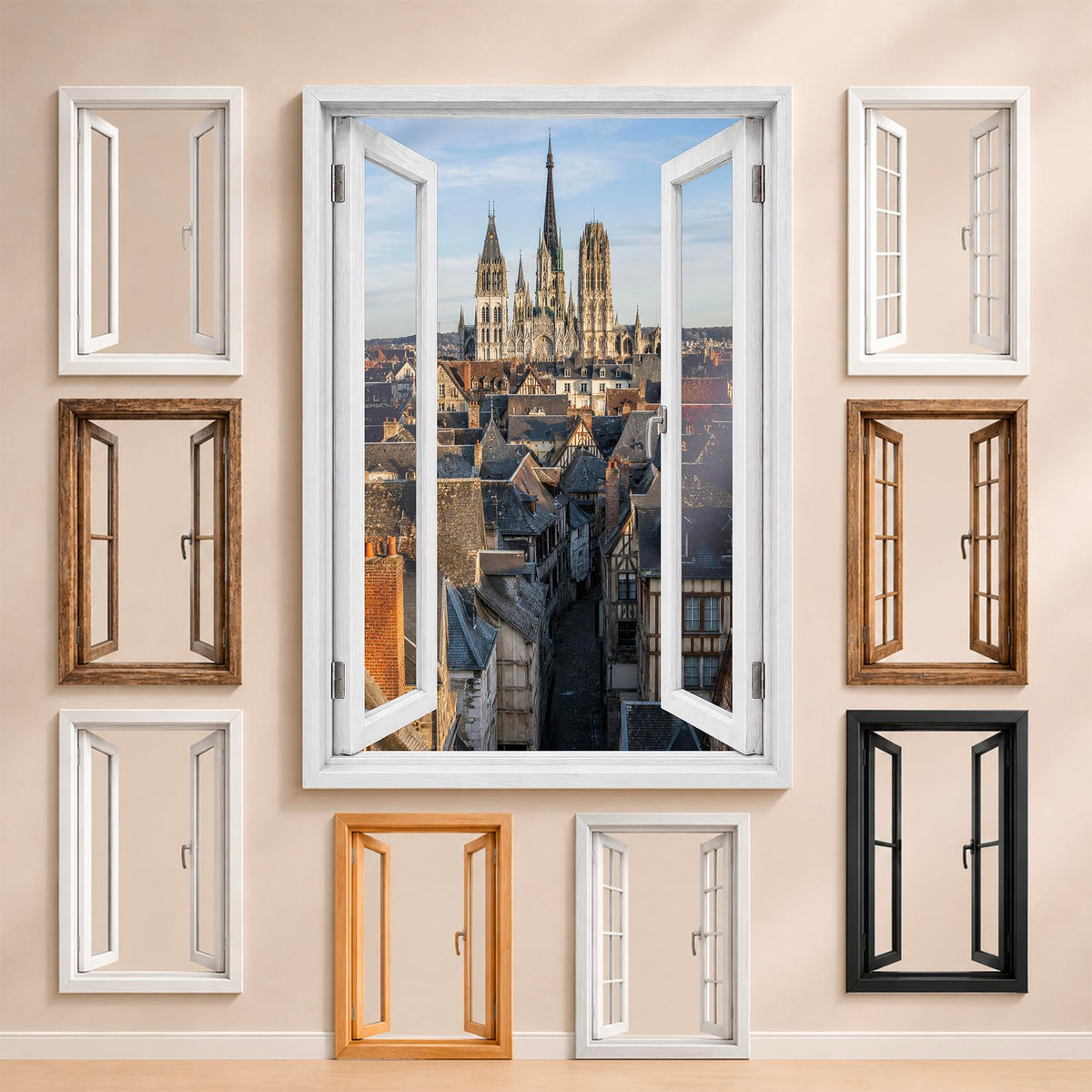 Trompe-l'œil fenêtre personnalisé, votre destination — Rouen