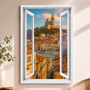 Trompe-l'œil fenêtre personnalisé, votre destination — Marseille Vieux-Port