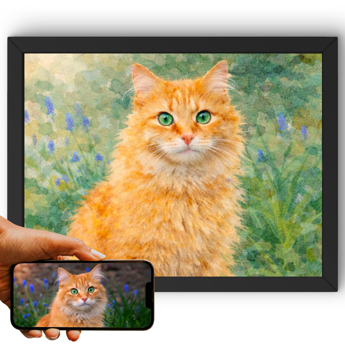 Portrait chat paysage, styles d'artiste — Aquarelle