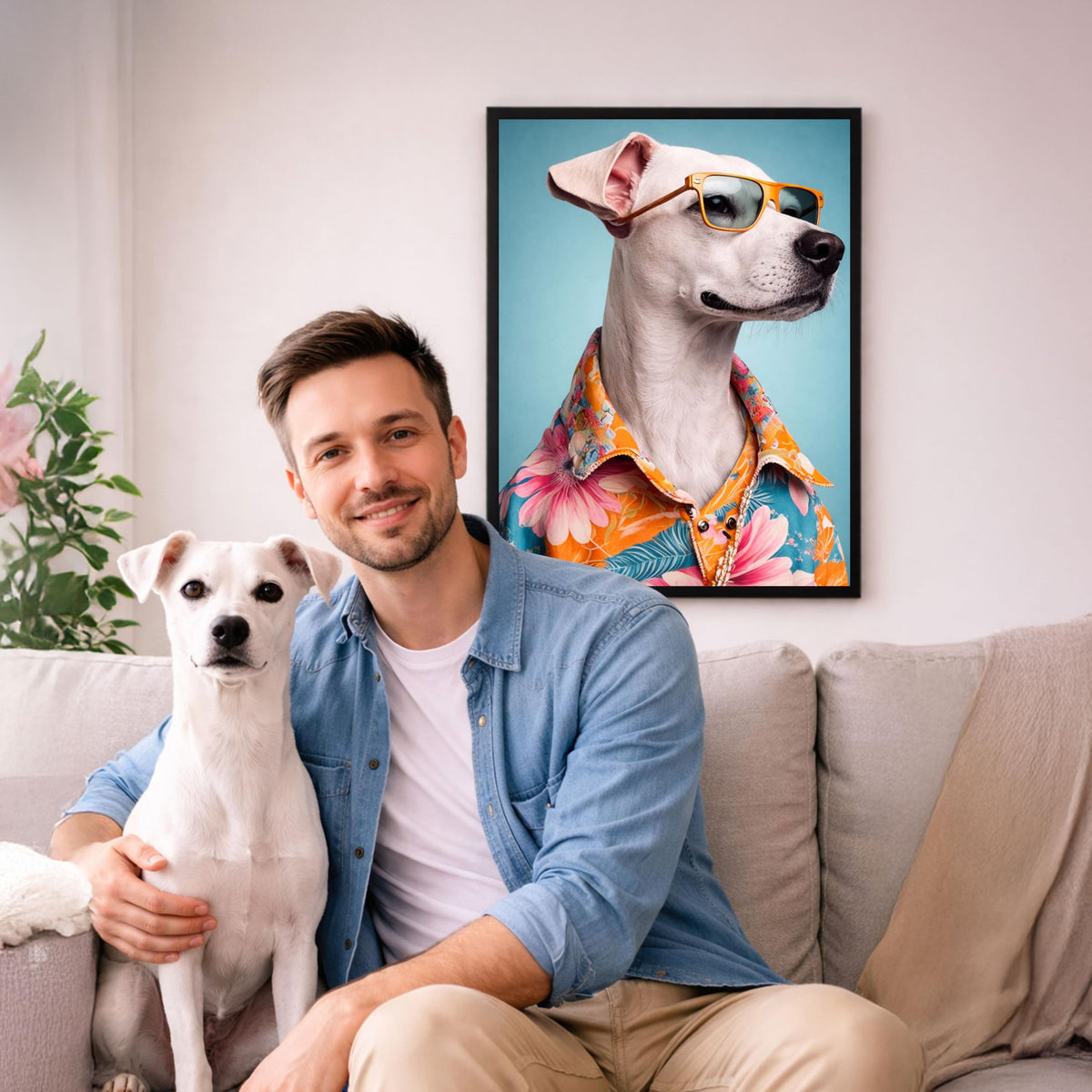 Déco murale portrait chien ou chat costumé d'après photo — Surfeur