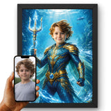 Héros Votre enfant en super-héros des océans d'après sa photo, Super Aqua