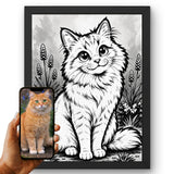 Style Nous transformons la photo de votre chat en caricature noir et blanc