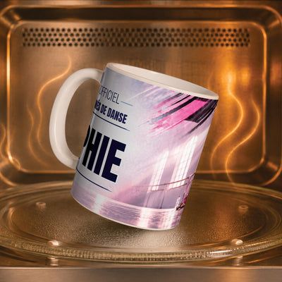 Mug danse classique dans un four à micro-ondes, on y voit le studio et son parquet : compatible micro-ondes, aussi en version magique révélée par la chaleur ; livré chez vous (exemple)