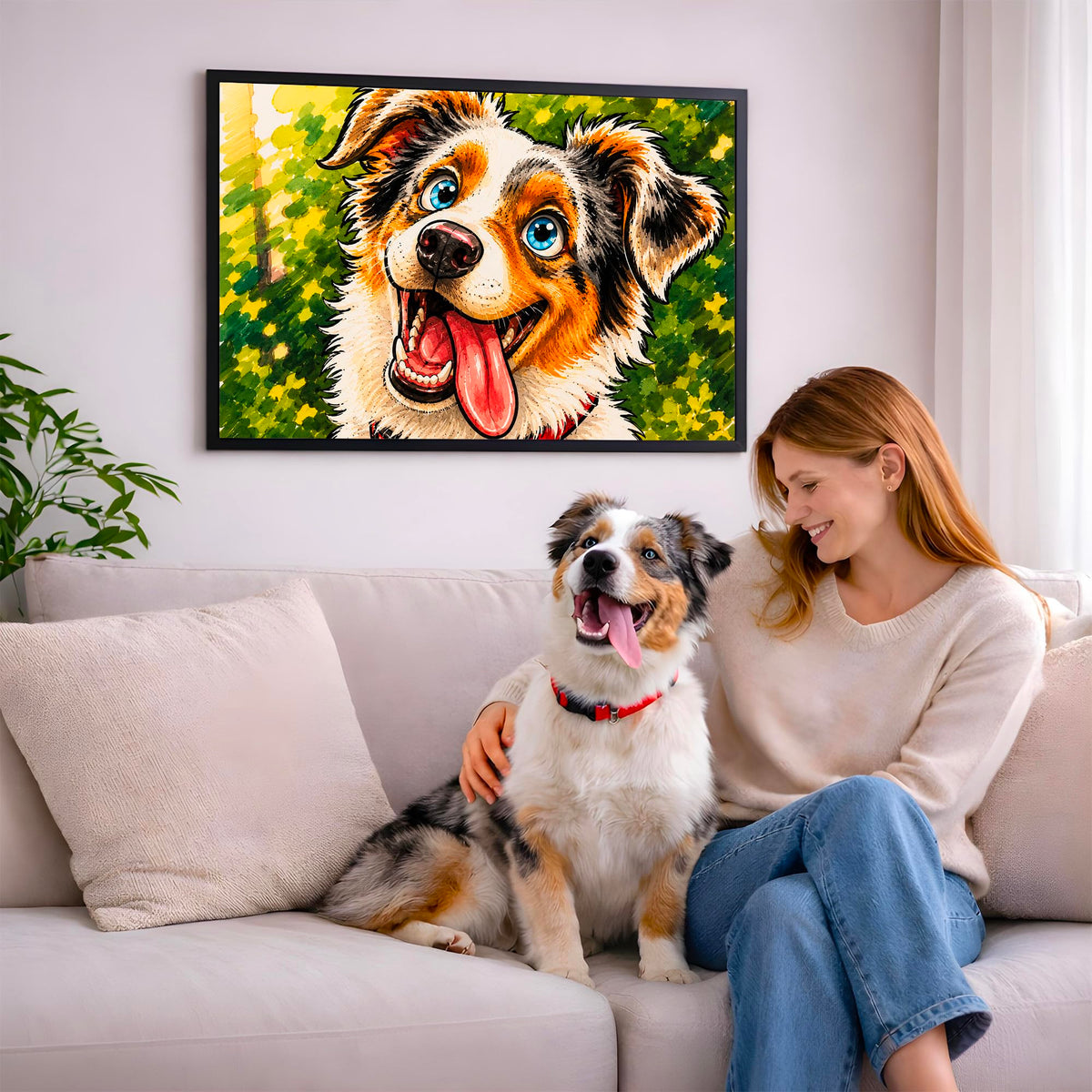 Portrait chien d'après photo, styles BD — Caricature Couleur