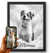 Portrait hommage animal d'après photo — Chien Noir & Blanc