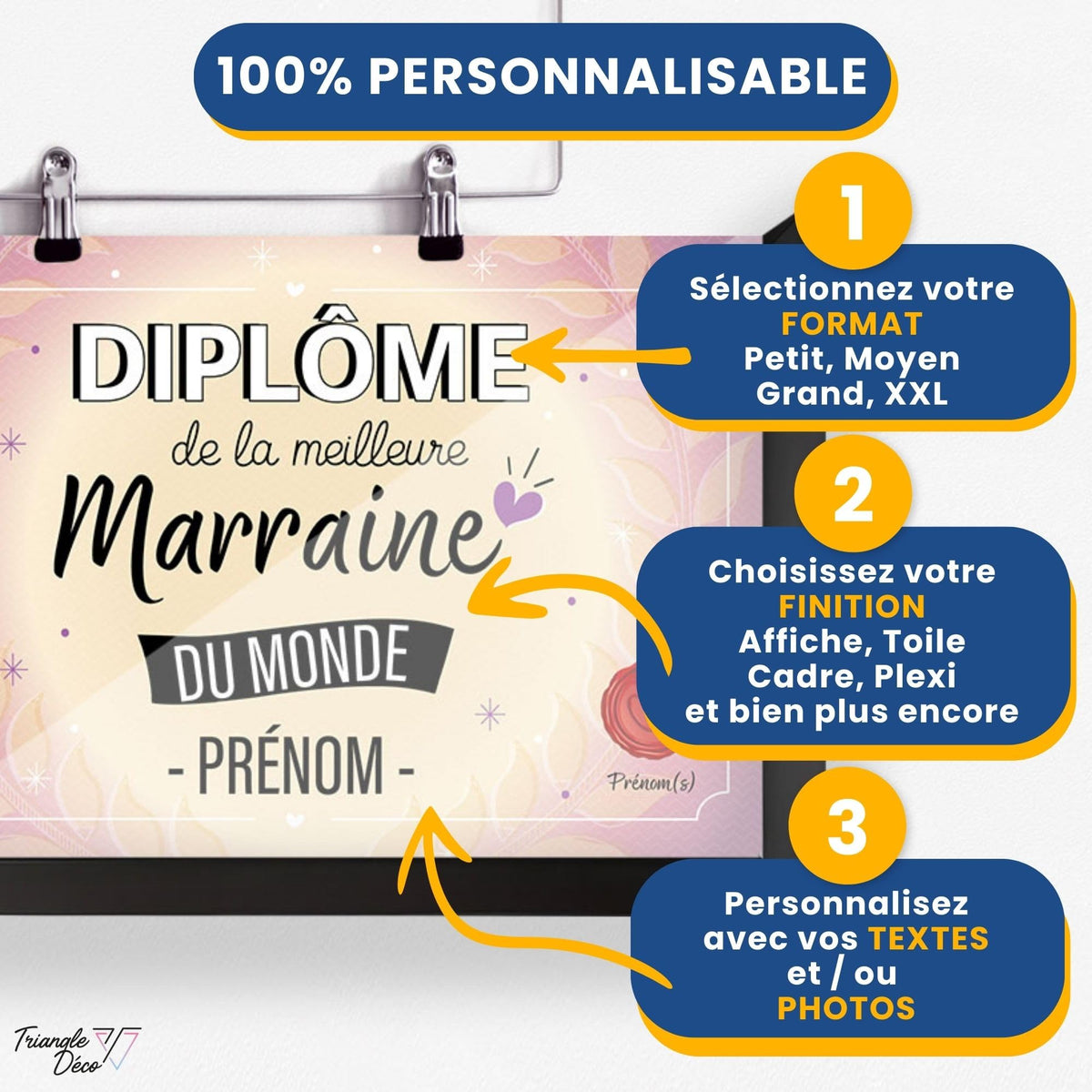 Diplôme humoristique personnalisé au prénom — Marraine