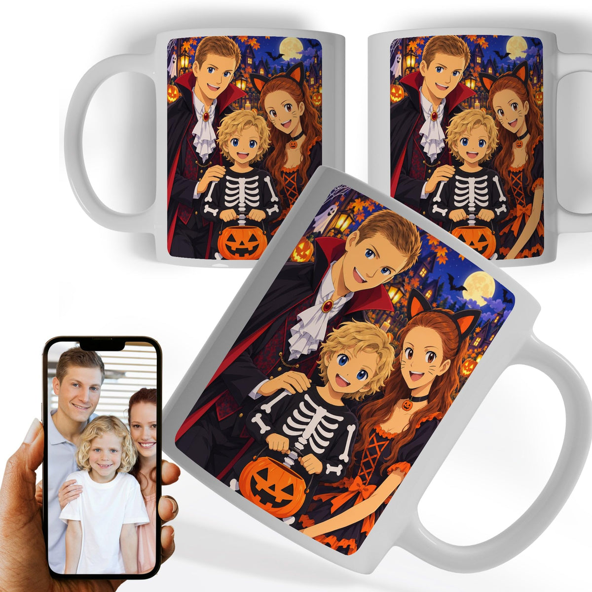 Mug manga d'Halloween d'après votre photo