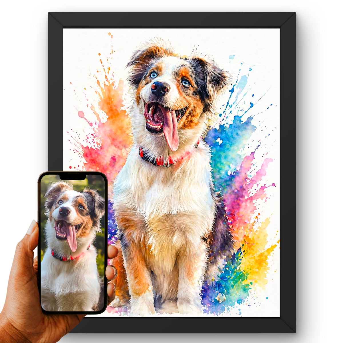 Portrait chien d'après photo, styles d'artiste — Éclats de Couleurs