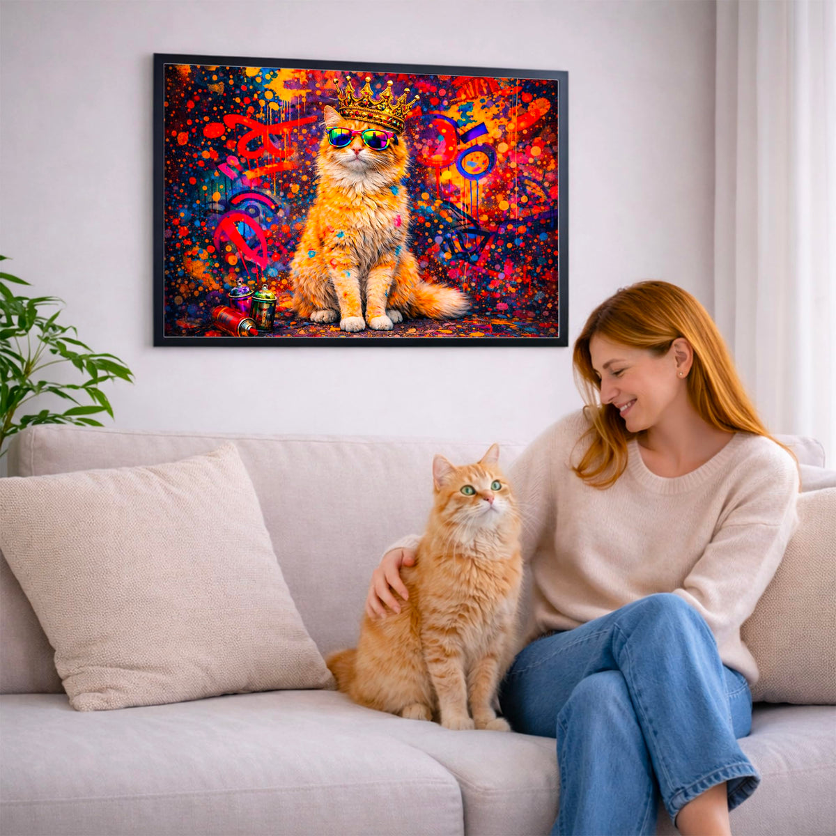 Portrait chat paysage, styles BD — Street Art Graffiti