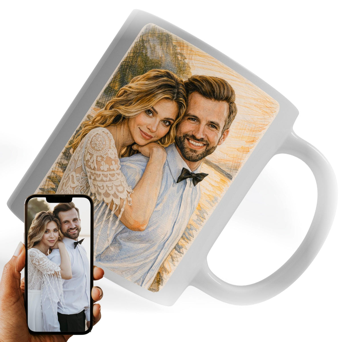 Mug d'après votre photo, aux crayons de couleur