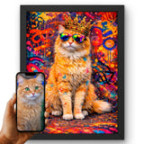 Style Nous transformons la photo de votre chat en graffiti, couronne dorée
