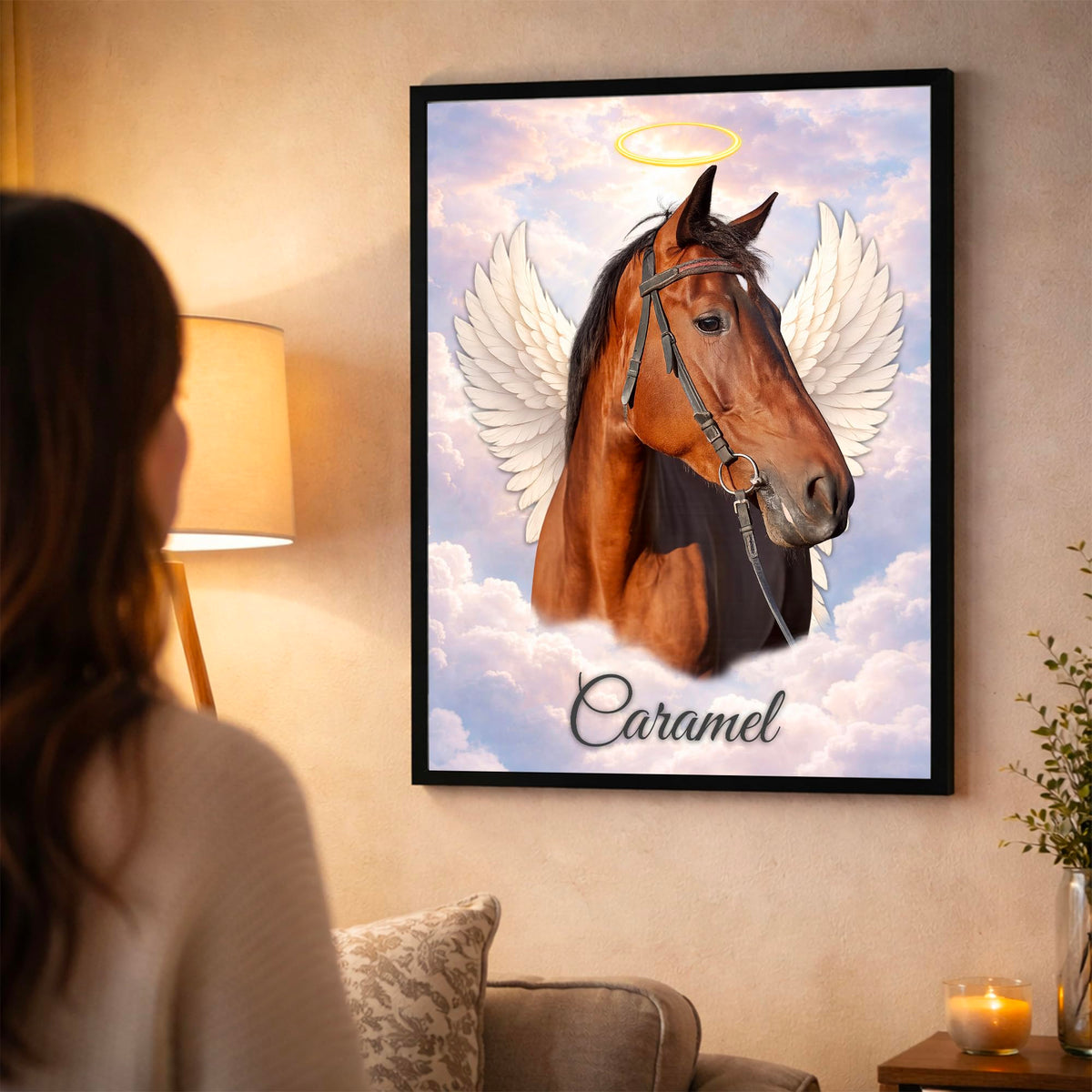 Portrait hommage animal d'après photo — Cheval en Couleur