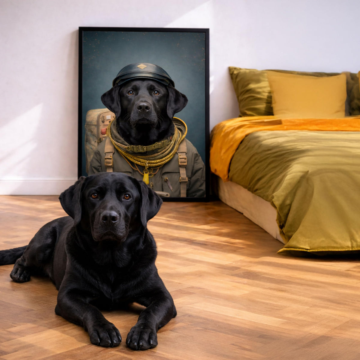 Déco murale portrait chien ou chat costumé d'après photo — Soldat