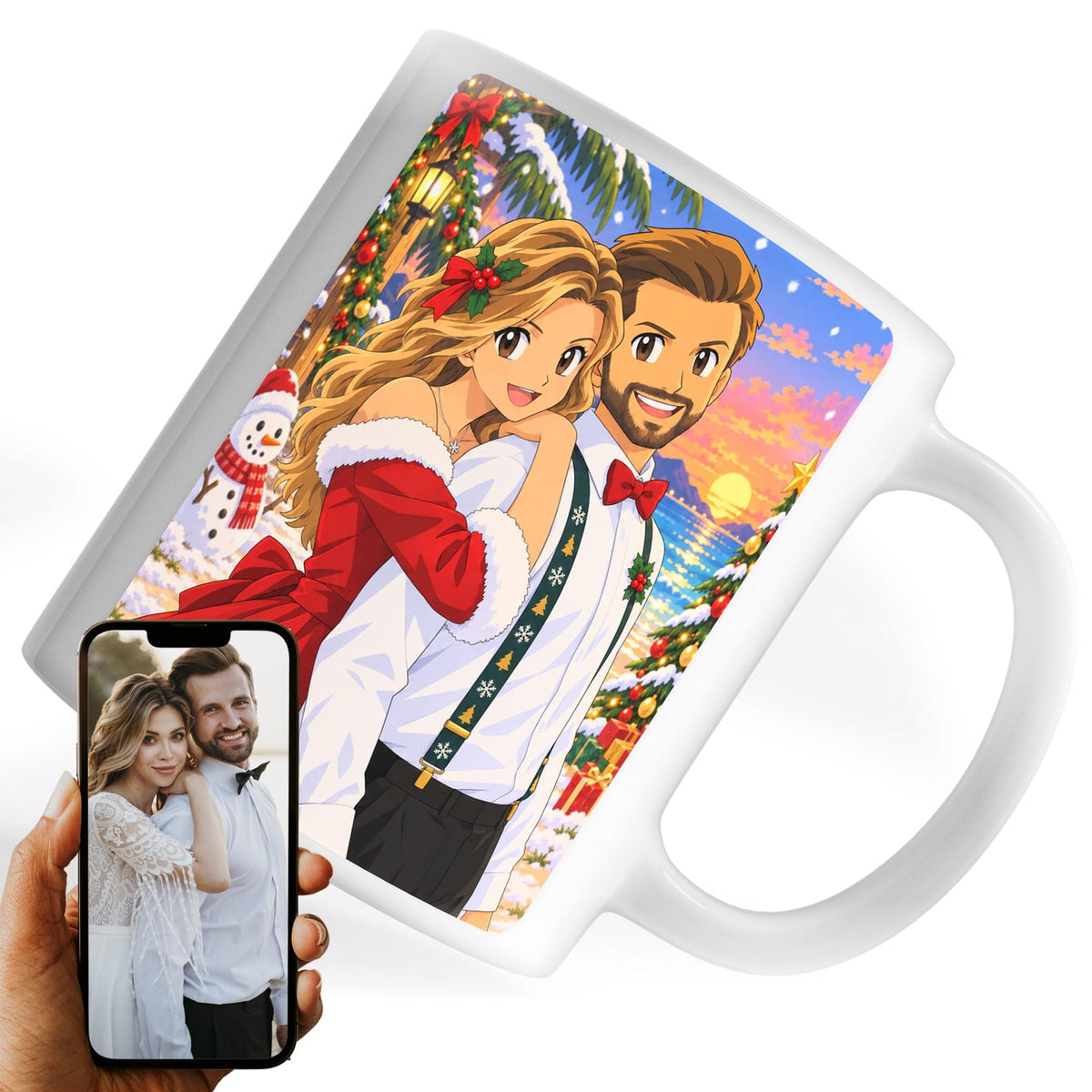 Mug manga de Noël d'après votre photo