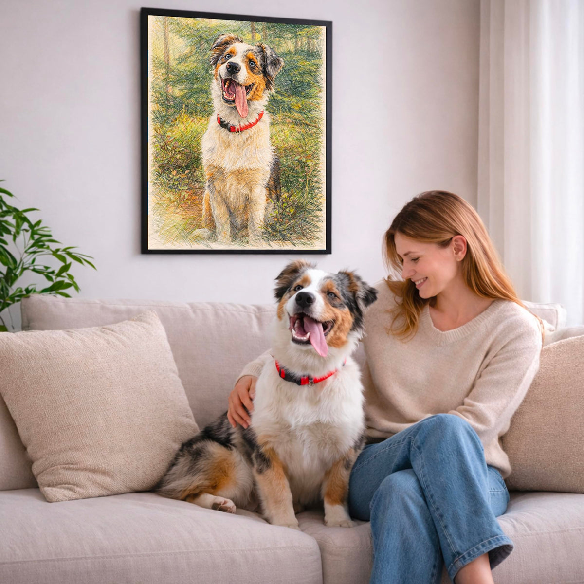 Portrait chien d'après photo, styles d'artiste — Crayon de Couleur