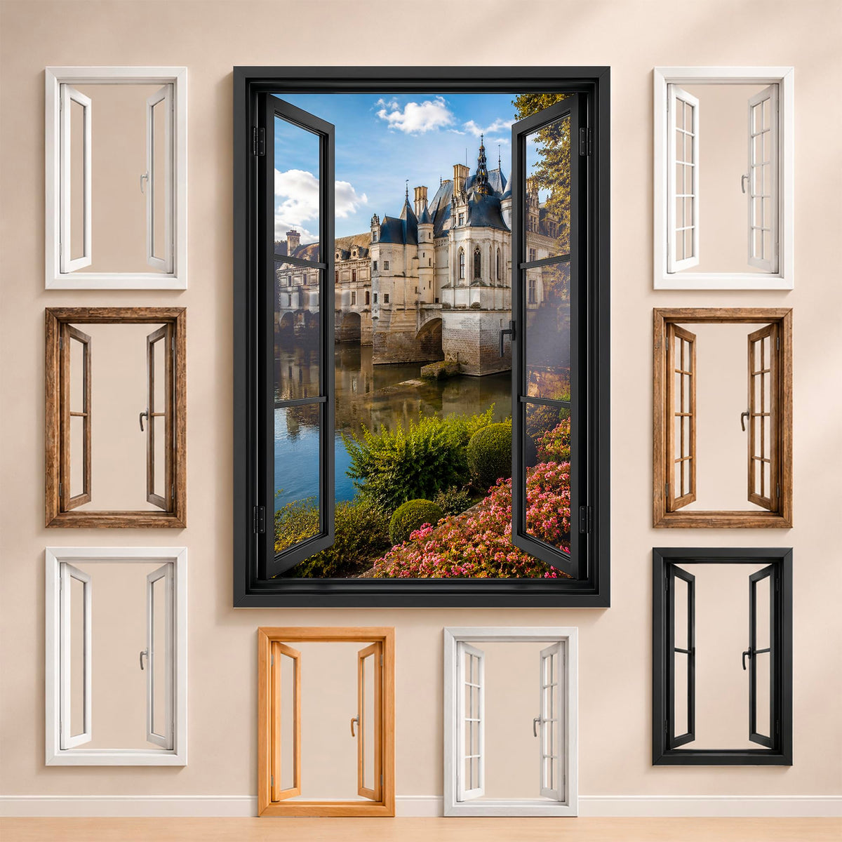 Trompe-l'œil fenêtre personnalisé, votre destination — Châteaux de la Loire