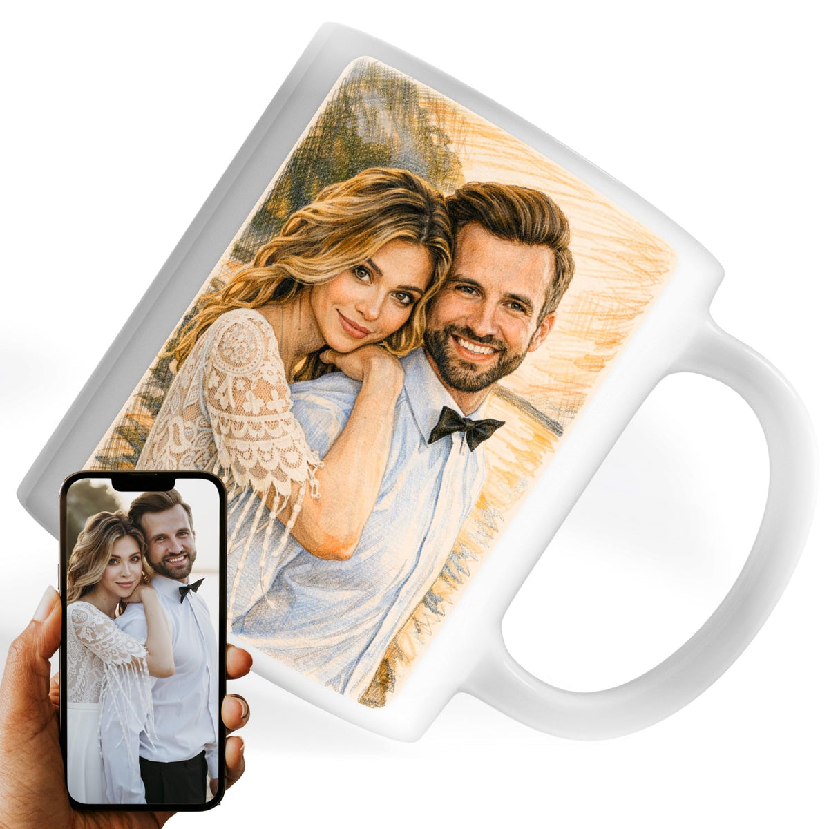 Mug d'après votre photo, aux crayons de couleur