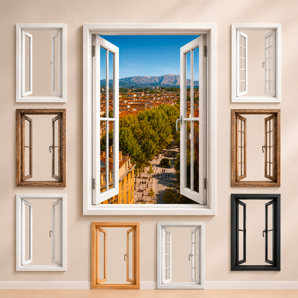 Trompe-l'œil fenêtre personnalisé, votre destination — Aix-en-Provence